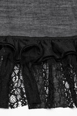 Black Drawstring Hollow Lace Women's Punk Skirt - Product - 8