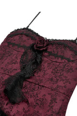 Black/Red Rose Irregular Multi-Layered Lace Ruffled Women's Gothic Slip Dress Wedding Dress - Product - 12