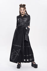 Black Eyelets Rivets Pentacle Horse-face Women's Punk Skirt - Product - 4