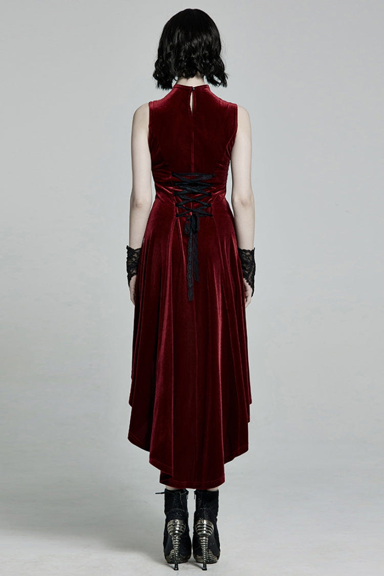 Sleeveless Stitching Lace-Up Mesh Women's Gothic Dress 2 Colors - Product - 10