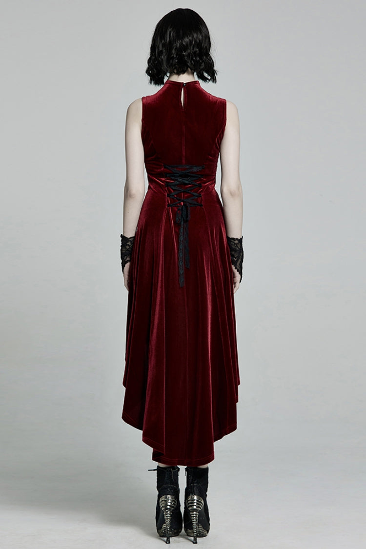 Sleeveless Stitching Lace-Up Mesh Women's Gothic Dress 2 Colors - Product - 10
