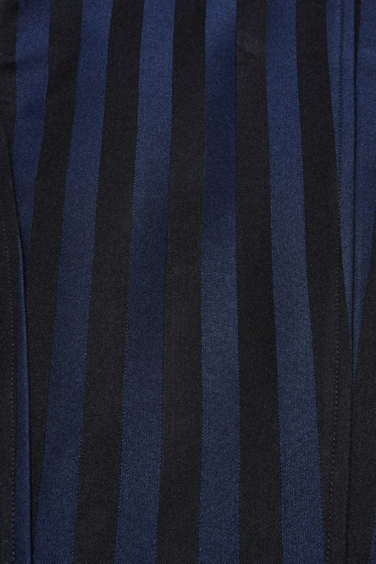 Black/Blue V Collar Sleeveless Striped Print Buckle Men's Punk Vest - Product - 7