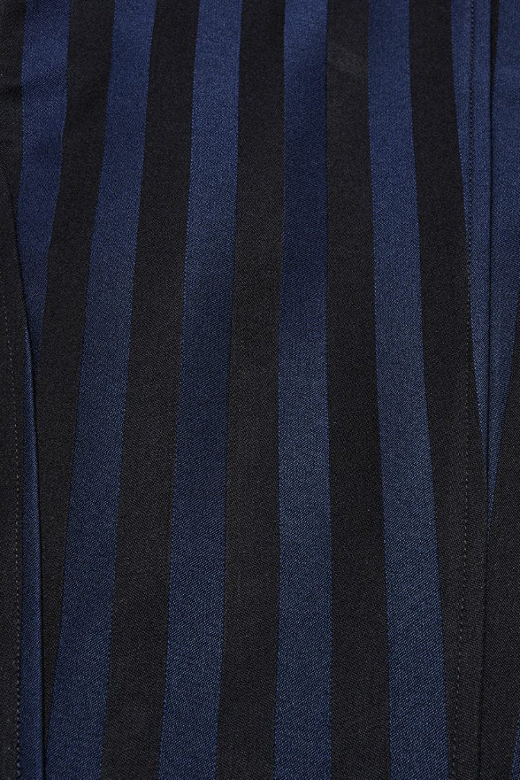 Black/Blue V Collar Sleeveless Striped Print Buckle Men's Punk Vest - Product - 7