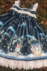 Blessing of Oriel Print Ruffle Bowknot Stitching Lace Sweet Lolita Jsk Dress 4 Colors - Product - 6