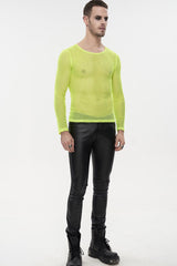 ellow Gothic Elasticity High Neck Long Sleeve Mesh Men's Shirt - Product - 4