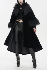 Black Jacquard Fabric Petal Stitching Three-Dimensional Webbing Cape Like Wide Wool Sleeves Women's Gothic Jacket - Black - 1