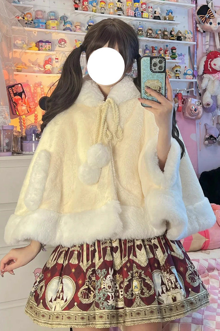 Ivory [Little Star Wish] Cat Ears Hooded Sweet Lolita Cloak Coat - Product - 9