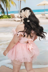 Pink Sleeveless Bow Lace Sweet Lolita Two-piece Swimsuit - Product - 5