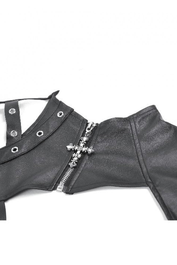 Black Cut-Out Asymmetric Buckled Eyelet Women's Punk Shrug - Product - 6
