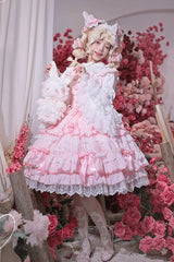 Sweet Multi-Layered Ruffle Bowknot Lace Princess Ballet Lolita Jsk Dress 4 Colors - Product - 3