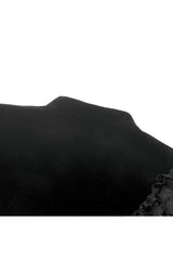 Black Ruffled Lace Long Trumpet Sleeves Floral Sheer Mesh Spliced Velvet Women's Gothic Cape - Product - 17