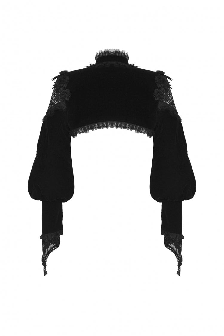 Black Long Lantern Sleeves Lace Spliced Velvet Women's Gothic Cape - Product - 19