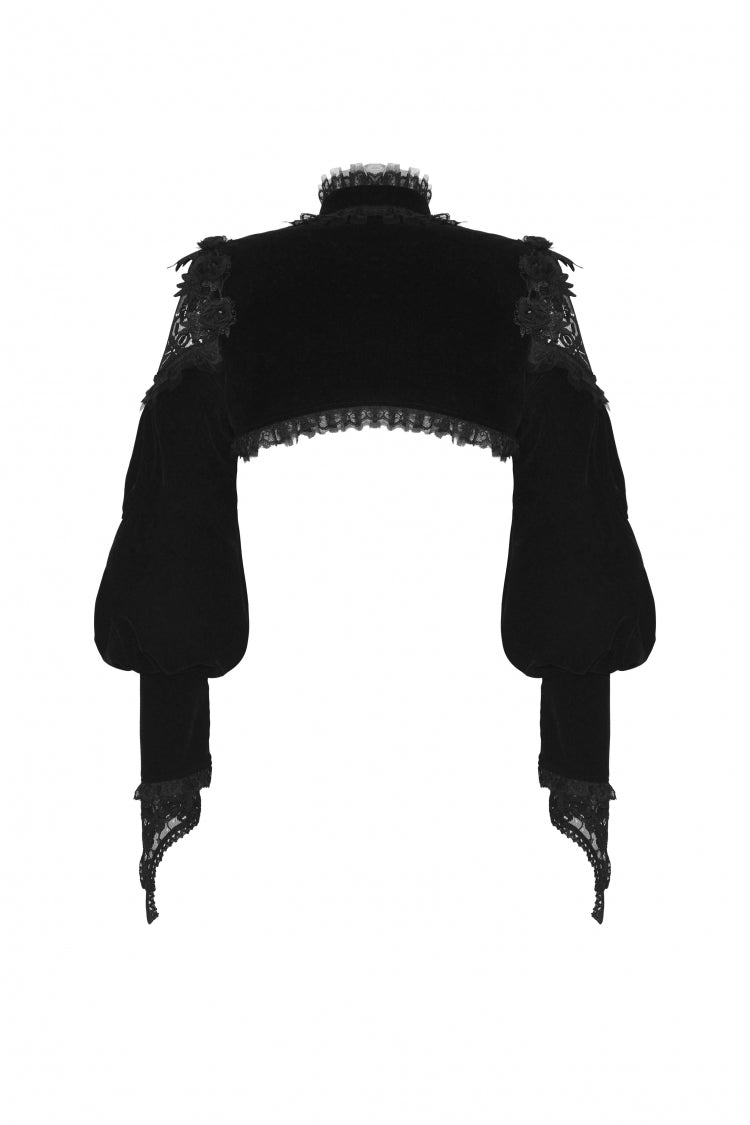 Black Long Lantern Sleeves Lace Spliced Velvet Women's Gothic Cape - Product - 19