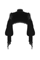 Black Long Lantern Sleeves Lace Spliced Velvet Women's Gothic Cape - Product - 19