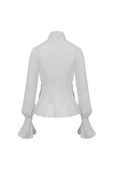White Stand Collar Ruffled Women's Gothic Shirt - Product - 7