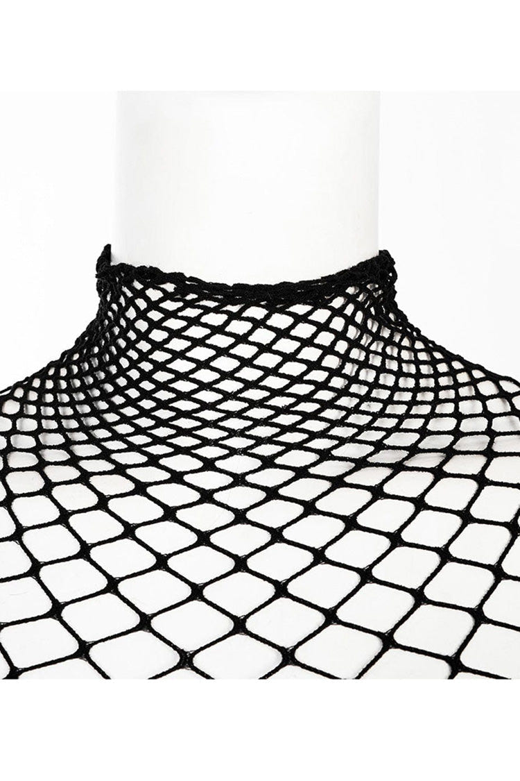 One Piece Long Sleeve Super Stretch Soft Rhombus Mesh Minimalist Women's Punk T-Shirt 2 Colors - Product - 11
