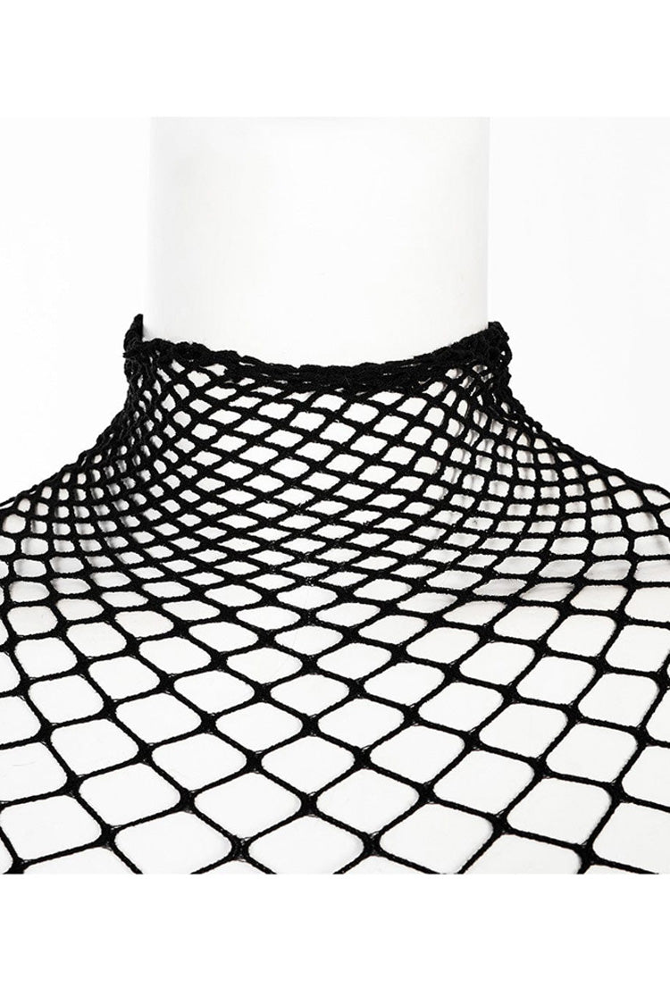 One Piece Long Sleeve Super Stretch Soft Rhombus Mesh Minimalist Women's Punk T-Shirt 2 Colors - Product - 11