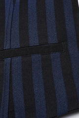 Black/Blue V Collar Sleeveless Striped Print Buckle Men's Punk Vest - Product - 6