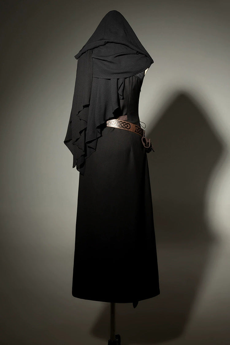 Black [Shadow Wasteland] Sleeveless Lace-Up Zipper Punk Lolita Dress - Product - 16