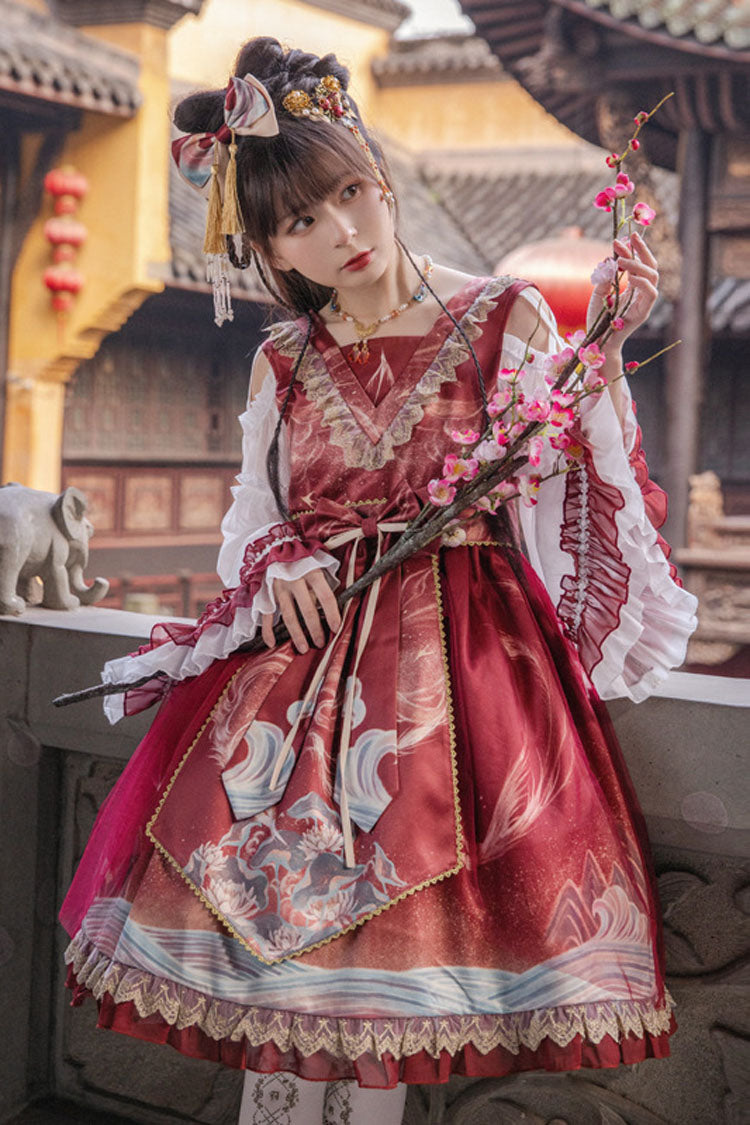 Chinese Style Hime Sleeves Ruffled Classic Lolita Op Dress - Product - 4