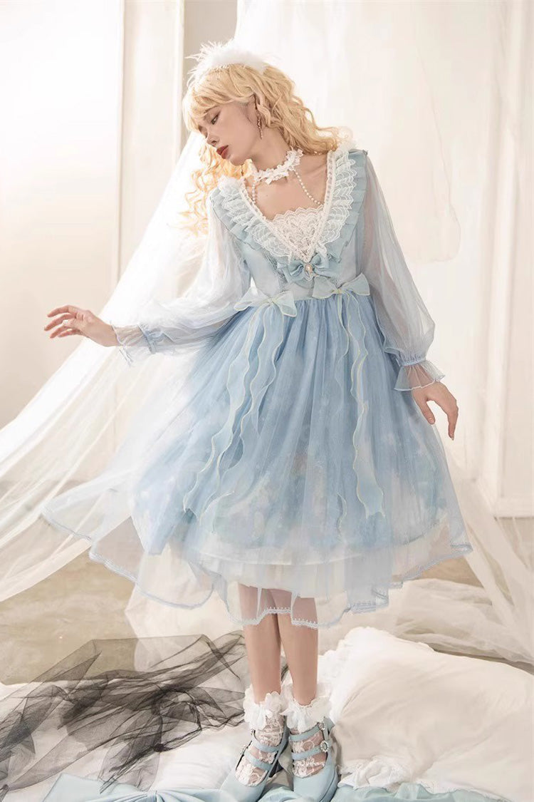 Planet Butterfly Print Bowknot Classic Gothic Lolita Dress 2 Colors - Product - 9