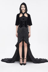 Black Stitching Lace Hooded Women's Gothic Cloak - Product - 3