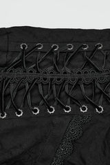 Black Lapel Collar Long Sleeves Lace Mens Daily Gothic Elegant Blouse - Product - 7