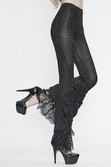 Black Lace Beaded Pleated Gothic Womens Pants - Product - 3