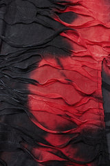 Black/Red Contrast Color Print Ripped Women's Gothic Dress - Product - 8