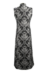 Black And Silver Court Floral Gothic Mens Long Coat - Product - 5