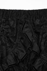 Black Drawstring Hollow Lace Women's Punk Skirt - Product - 5