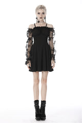 Black Sexy Off Shoulder Lace Long Sleeves Lace-Up Women's Gothic Graduation Dress - Product - 5