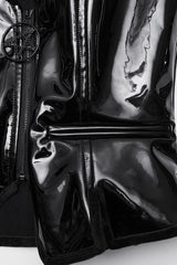 Black V Collar Sleeveless Buckle Zipper Faux Leather Women's Gothic Vest - Product - 6