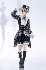 Black/White Wonderful Trick Stripe Print Lace Ouji Fashion Elegant Lolita Shorts - Product - 8