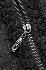 Black Stand Collar Sleeveless Floral Embroidery Lace Mesh Women's Gothic Waistcoat - Product - 8