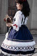 White/Blue Gorgeous White Snow Princess Half Sleeves Ruffle Sweet Lolita Tiered Dress - Product - 5