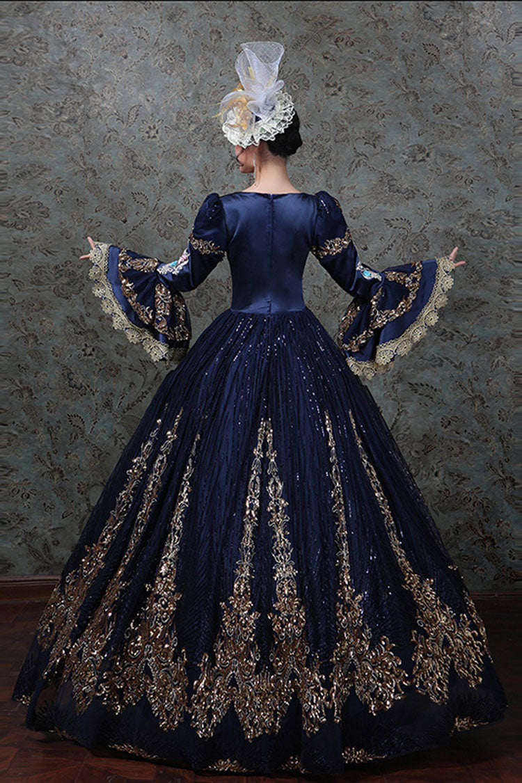 Hime Sleeves High Waisted Three Dimensional Hollow Embroidery Floral Print Ruffled Multi-Layer Victorian Lolita Prom Dress - Product - 5