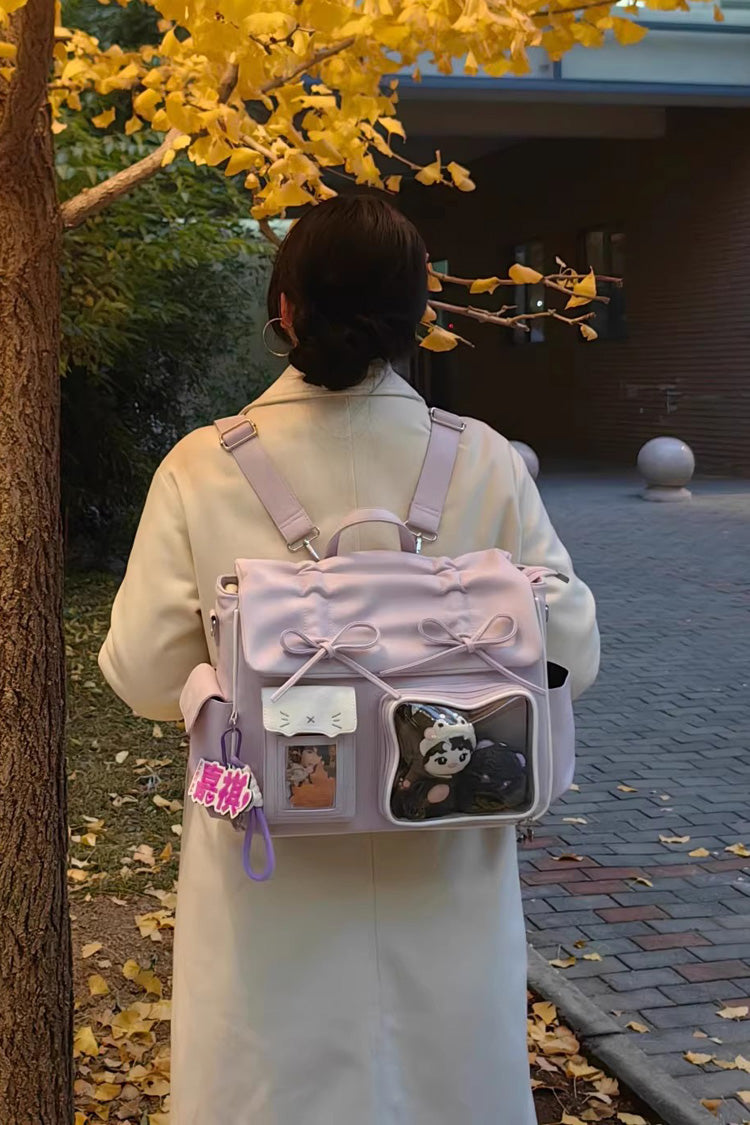 [Kitten Diary] Hidden Compartment Embroidered Bow Sweet Lolita Anime Itabag 8 Colors - Purple - 12