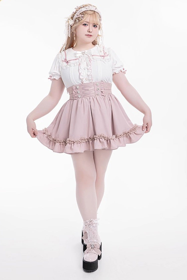 Sweet Ruffle Lace Lace-Up Japanese Jirai Kei Skirt 4 Colors - Product - 8