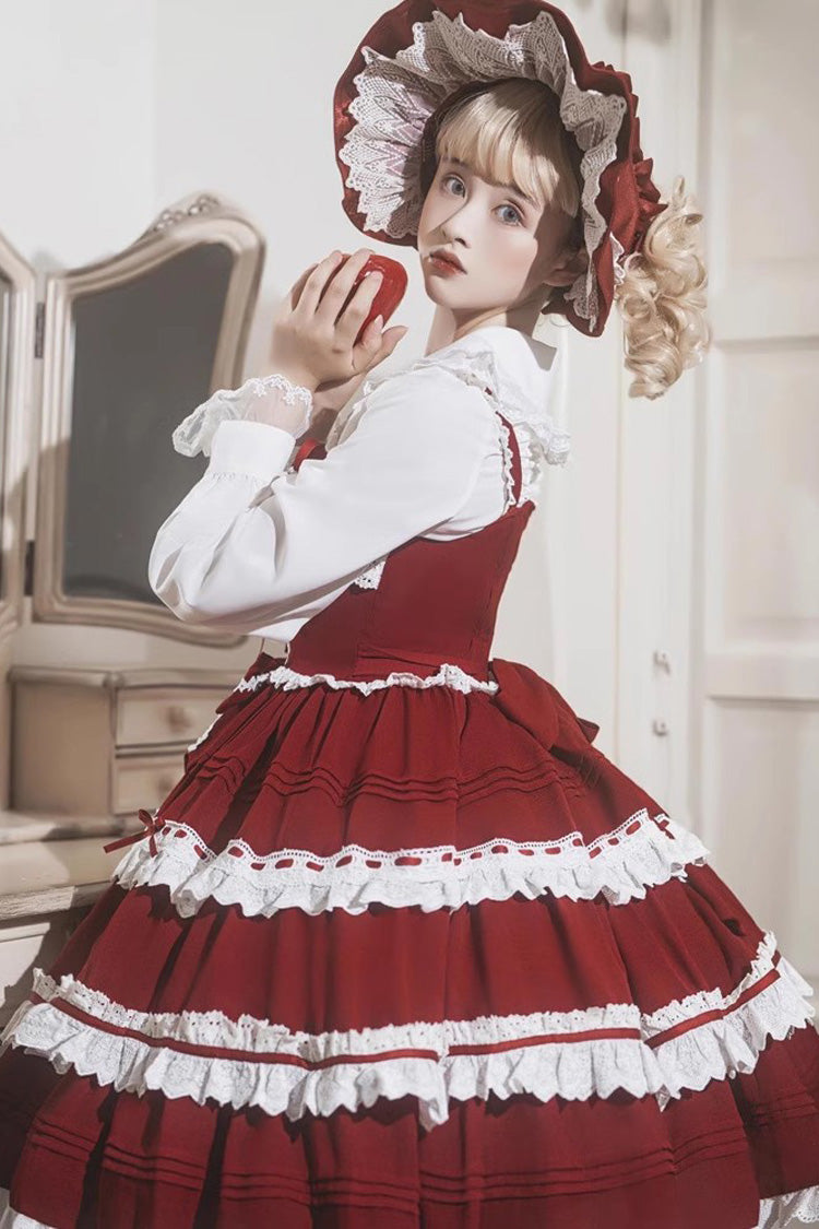 Red/White Sleeveless Multi-layer Bowknot Sweet Lolita Jsk Dress - Product - 2