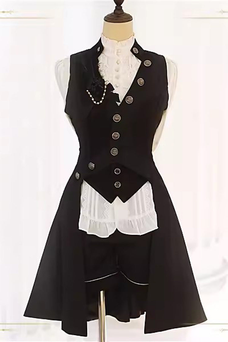 Black The Eternal Poem of True Night Sleeveless Vintage Elegant Prince Ouji Lolita Vest Coat - Product - 3