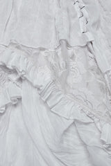 White Ruffle Stitching Lace Lace-Up High/low Women's Gothic Skirt - Product - 6