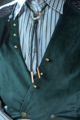 Dark Green Double-breasted Slim Ouji Prince Handsome Lolita Vest - Product - 10
