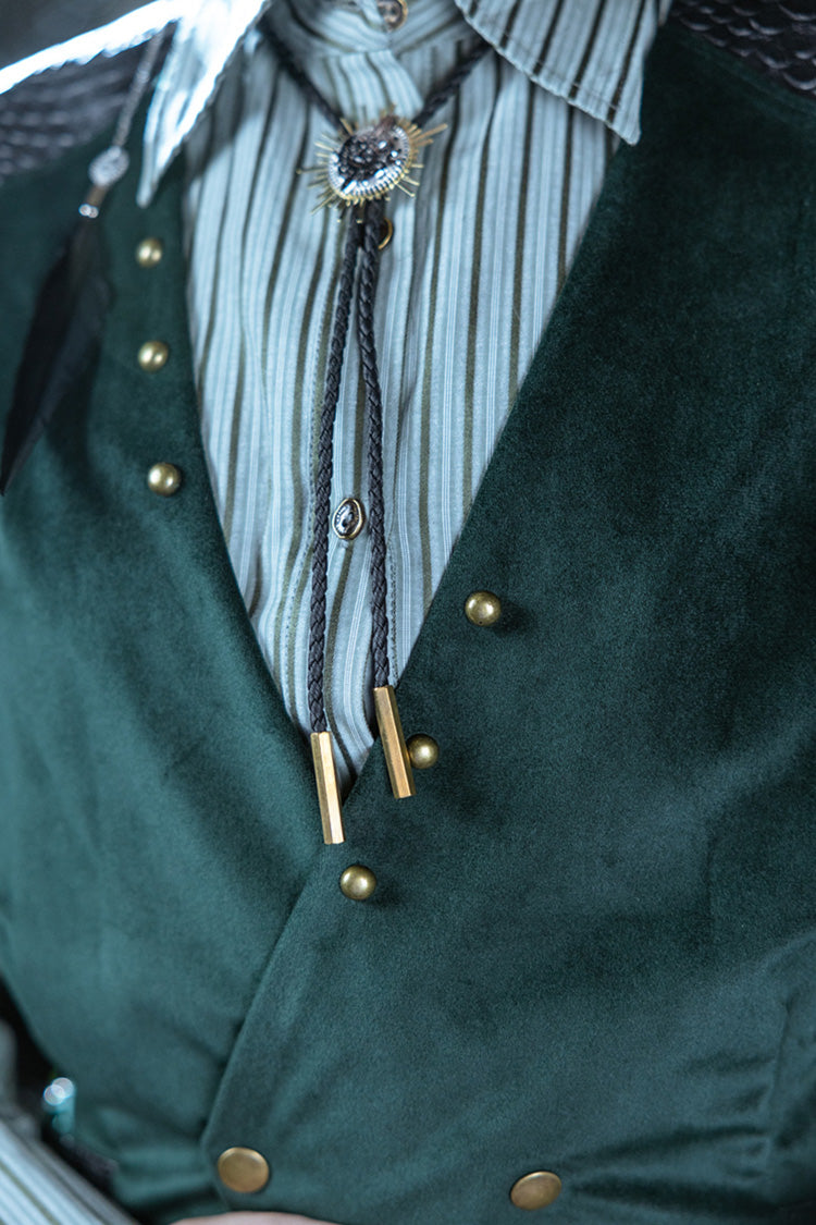 Dark Green Double-breasted Slim Ouji Prince Handsome Lolita Vest - Product - 10