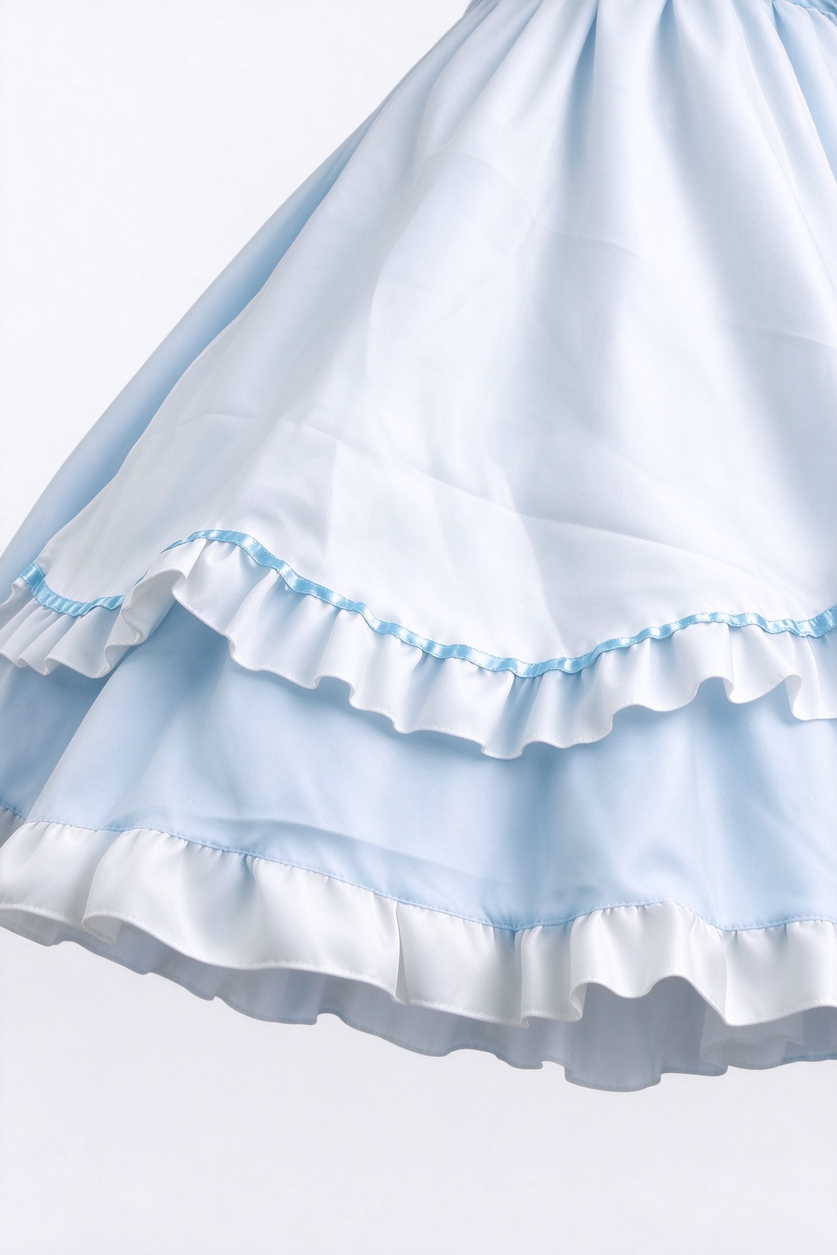 Blue and White Lace Maid Lolita Jumper Dress with Heart Apron - view 4