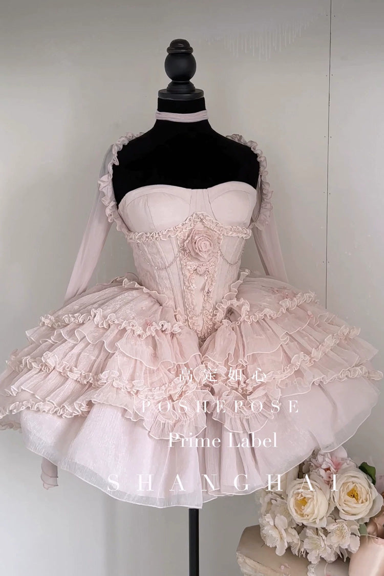 Pink Boat Neck Ruffled Bow Sweet Princess Lolita Dress - Waistband(Only) - 13