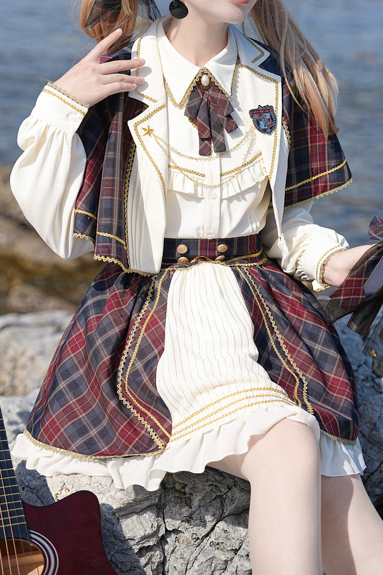 Little Idol Multi-Color Plaid Print Ruffle Sweet Lolita Skirt - Product - 11