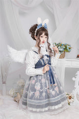 Blue Chiffon Flower Wedding Wearing Veil Princess Sweet Lolita JSK Dress - Product - 4