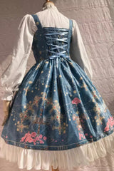 Peacock Cross Print Ruffle Cardigan Bowknot Sweet Lolita Jsk Dress 4 Colors - Product - 5
