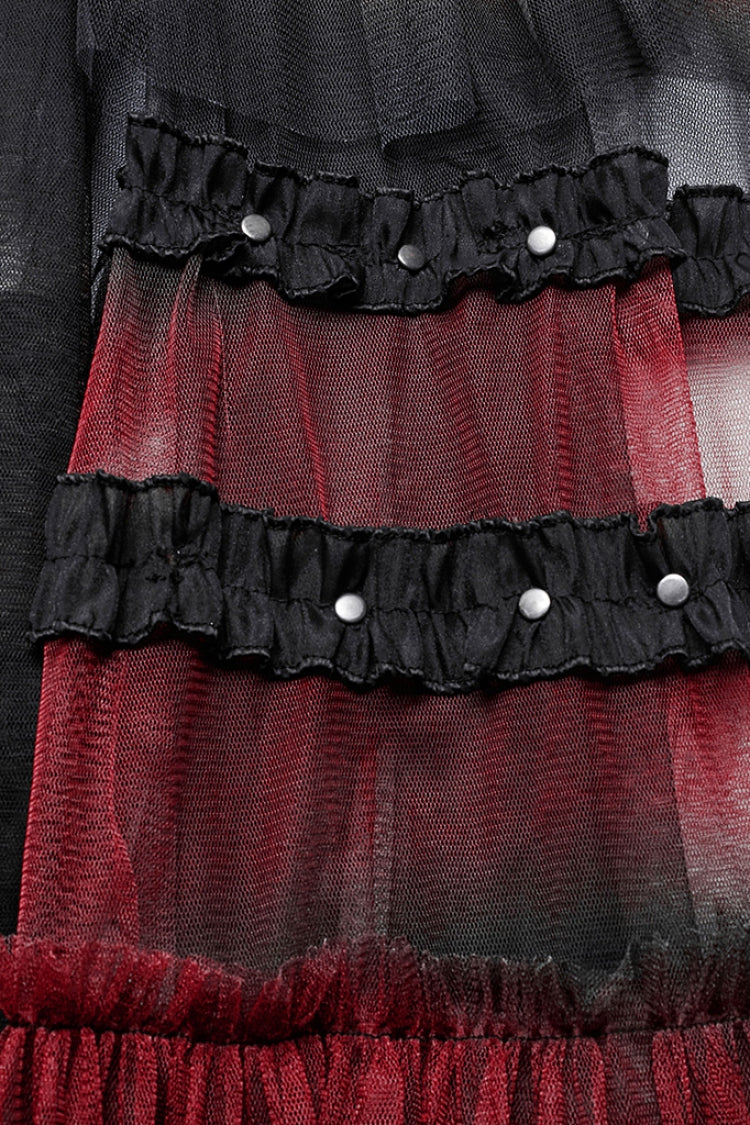 Ruffle Mesh Buckle Women's Steampunk Long Overskirt 3 Colors - Product - 15
